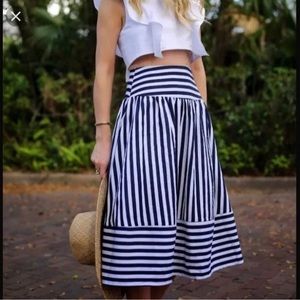 Navy and White Striped Circle Skirt
